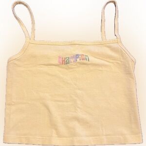 Champion Y2K Butter Yellow Graphic Baby Doll Cropped Tank- XS